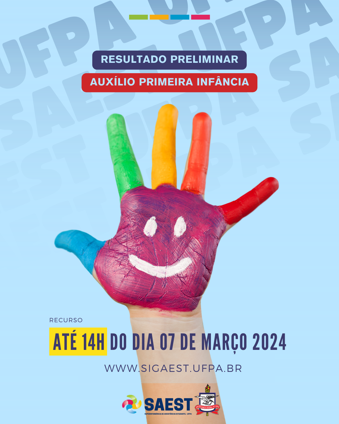 SAEST/UFPA divulga resultado preliminar do Auxílio Primeira Infância